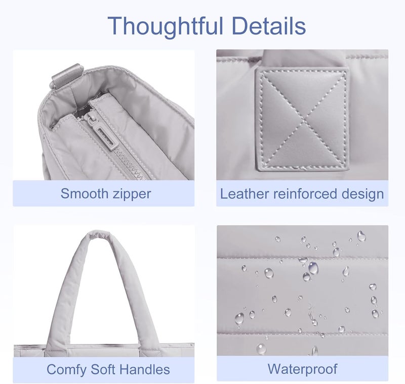 GASSDA Tote Bag for Women Puffer Tote Bag Large Nurse Bags Shoulder Handbag with Zipper for Work Travel - Image 5